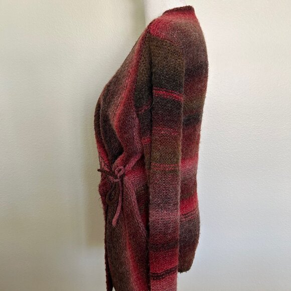Royal Robbins Sweater Wrap Cardigan Womens M Red Multi Open Front Knit Boho - Picture 3 of 9